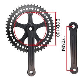 WEERAS Fixed Gear Bicycle Crank Single Speed 48T 130BCD 170mm Upgraded Material, Fully CNC Grinding