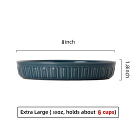 Fun Elements Shallow Dog Bowls, 8" Ceramic Dog Food Plate for Small and Medium Breeds, Non-Slip, Flat and Wide, Dishwasher Safe, Suitable for Puppies and Kittens (Blue)