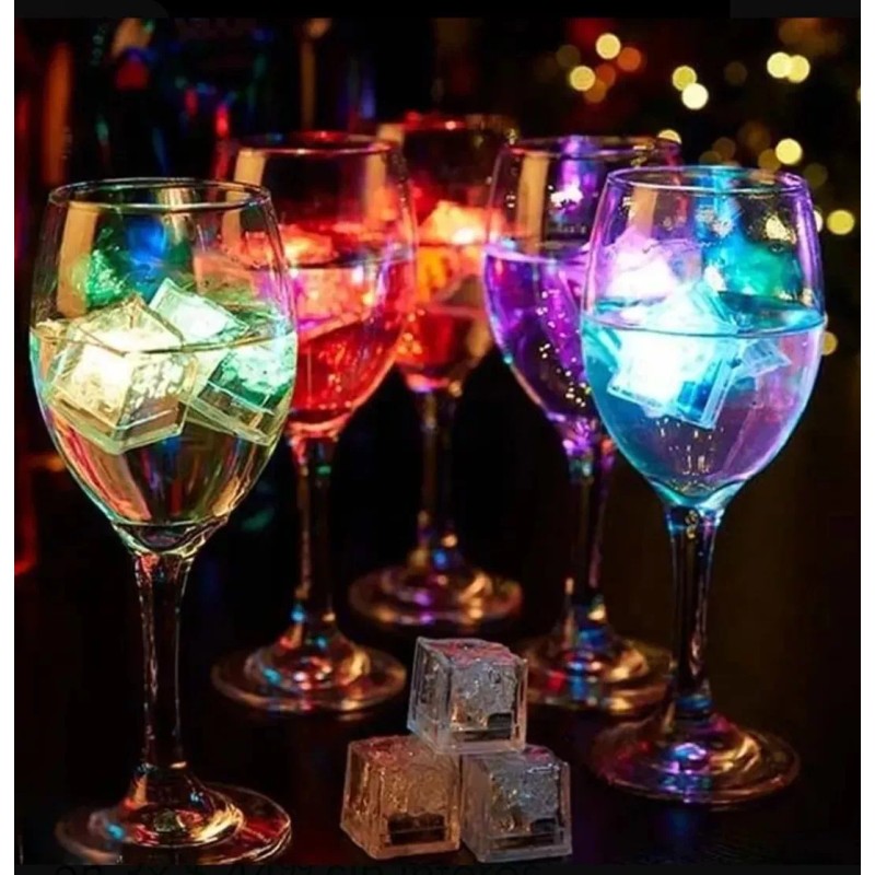 Movasa 12 Cubos Hielo Led Luminoso Multicolor Fiesta
