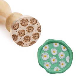 QINGNING 3D Wax Seal Stamp - Brass Head, Wooden Handle, Flowers No.6 - Wedding, Christmas, Craft & Art - High Viscosity, Not Water Resistant