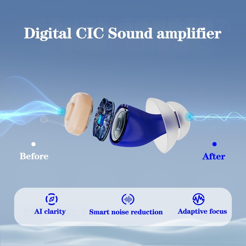 Invisible Digital Hearing Amplifier with Noise Reduction – 110H Charging