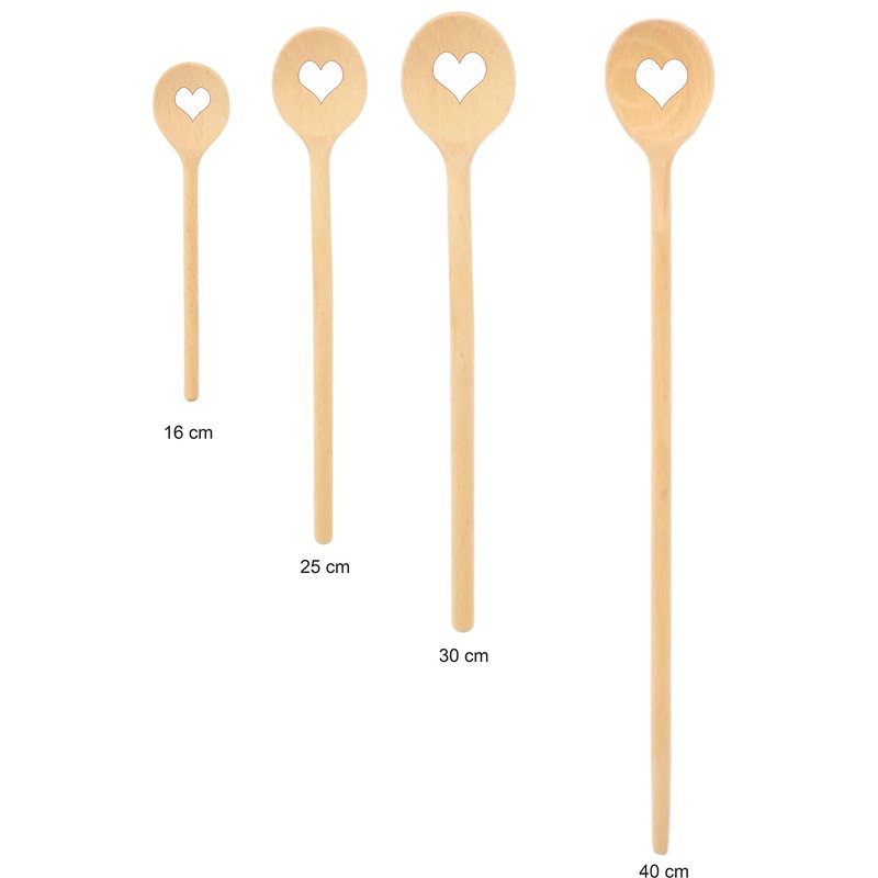 teemando® 2 X Brand Wooden Cooking Spoons with Heart 30cm