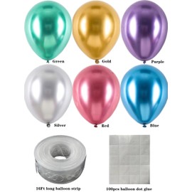 Colorful Party Balloons 100pcs 12inch Chrome Metallic Helium Balloons for Birthday Party Decoration and Arch Decoration Wedding Birthday Baby Shower Christmas Party