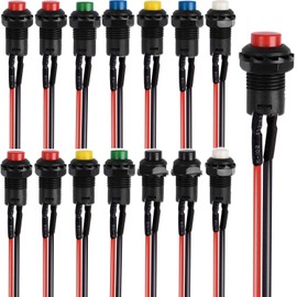 RUNCCI-YUN 14pcs 12mm Momentary Push Button Switch, SPST ON/Off, momentary Power Switch, Round Rocker Switch, for Car Trumpet, PC, Table Lamp, with Pre-soldered Wires