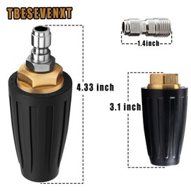 Pressure Washer Tips Turbo Nozzle 4000 PSI Max 360°Rotating Power Washer Nozzles 1/4” and 3/8” Quick Connect for Concrete Brick Driveway 4.0 GPM