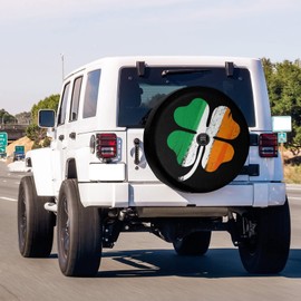 Foruidea Irish Shamrock Spare Tire Cover with Backup Camera Hole Wheel Tire Cover Fit Trailer, RV, SUV and Many Vehicle 17inch