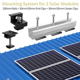 Anbte 6Pcs Solar Panel Bracket Kit, Aluminium Solar Panel Roof Mounting Kit 7.87" Mounting Rail 30mm/35mm Solar Panel Mounting Brackets for Metal Roof, Tin Roof, Flat Roof, Sheet Roof