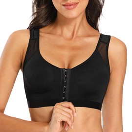 Posture Bra Corrector for Women Full Coverage Front Closure Plus Size X-Strap Wirefree Back Support Fix Body Shaper Bra Under Clothes with Adjustable Straps Small for Hunched Shoulders And Back - S