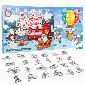 LEMESO Metal Puzzle Games, 24 Advent Calendars, Metal Puzzle, Puzzle, Christmas, Advent Season, Toy, Gift for Children, Adults