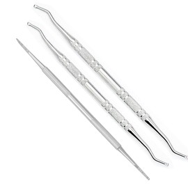 Androxeda 3 Piece Pedicure Set Double Ended Nail Tools for Ingrown Toenails and Cuticle Pusher Metal Stainless Steel Cuticle Cutter Pusher