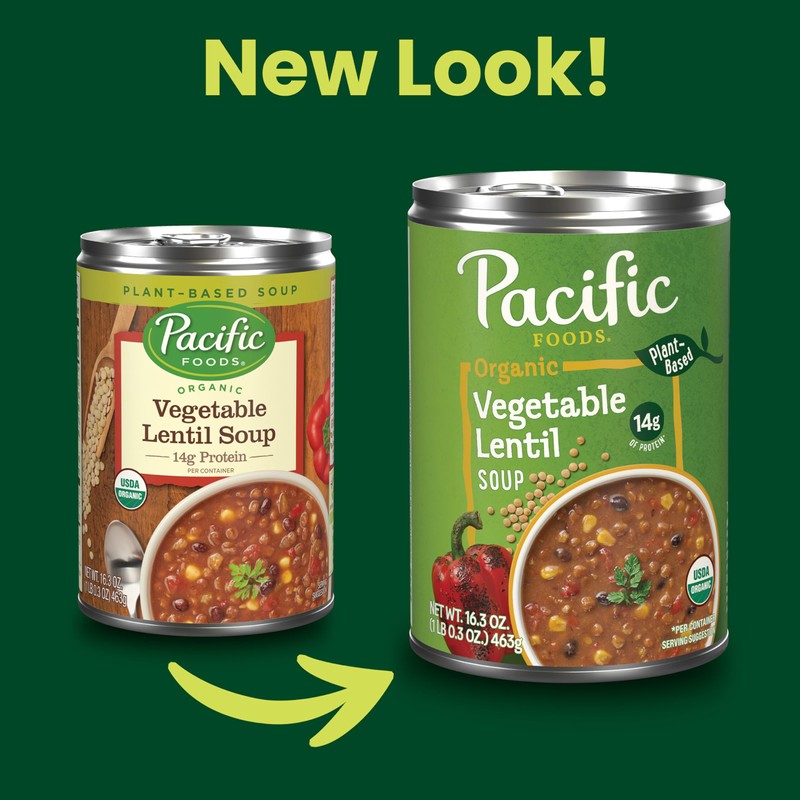 Pacific Foods Organic Vegetable Lentil Soup, Plant Based, 16.3 oz