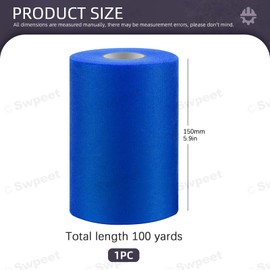Swpeet 6 Inch by 100 Yards Royal Blue Tulle Fabric Roll, Fabric Spool Tulle Ribbon, Netting Polyester Spool Ideal for DIY Handmade Birthday Party Wedding Decorations Christmas Craft Supplies