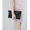 Girly Handbags Womens Italian Genuine Leather Envelope Clutch Bag (Black)