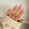SXVME Uñas postizas cuadradas largas en rosa bebé con pegamento
