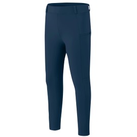 MoFiz Horse Riding Pants for Girls with Zipper Pockets High Waist Summer Kids Stretchy Equestrian Breeches Pull On Dark Blue Medium