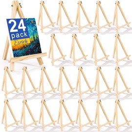ESRICH 24 Pack 9 Inch Wood Easels, Easel Stand for Painting Canvases, Art,and Crafts, Tripod, Painting Party Easel, Kids Student Tabletop Easels for Painting, Portable Canvas Photo Picture Sign Holder