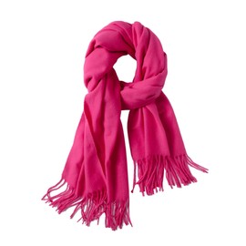 Cashmere Feel Scarfs for Women Long Fringe Scarf Ladies Wraps Shawls Scarves - Fuchsia