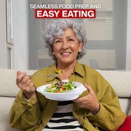 Jayour 4 Pack - Anti-Spill Scoop Plate with Lip Edge | Eating Utensils for Elderly Patients | Scoop Plates for Disabled Adults from Parkinsons, Stroke, Tremor | Non Skid Padded Bottom (White)