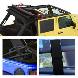 Soft Top Straps,Back Window Straps for Jeep Wrangler JK,Soft Top Tie Down Straps for Jeep,Heavy Duty Rear Window Straps,Black,(Pack of 4)