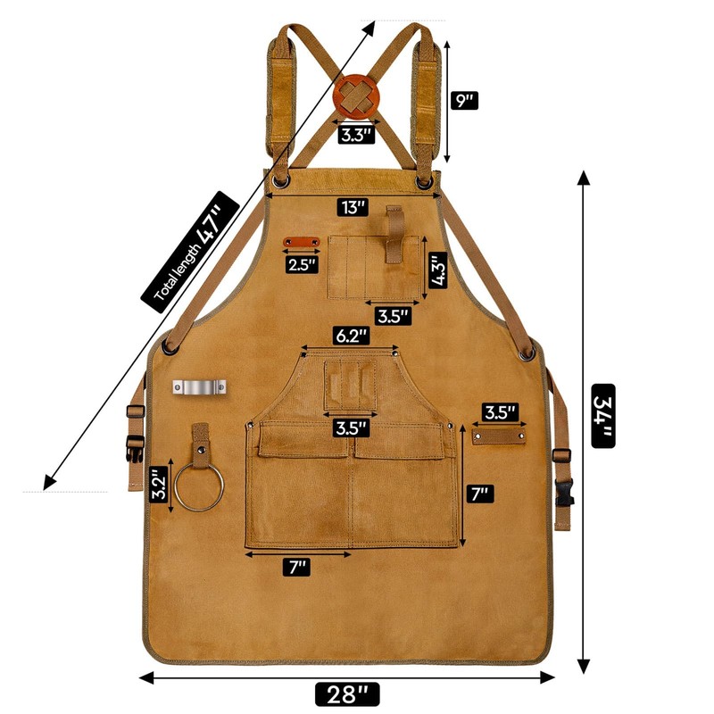 Woodworking Apron for Men, Shop Apron 20 oz Canvas Work