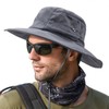Mens Sun Hat UPF 50+ Waterproof Breathable Wide Brim Bucket