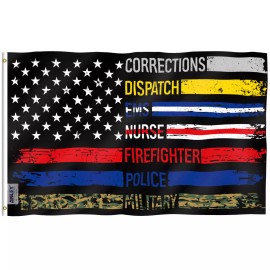 Anley Fly Breeze 3x5 Multi Line American Flag - Supporting Our First Responders