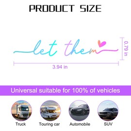 Zpana Car Rearview Mirror Sticker, 3PCS Let Them Vehicle Rear View Window Decal with Heart, Positive Self Affirmation Mindfulness Automotive Bumper Protector Accessories, Universal Fit (Multicolor)