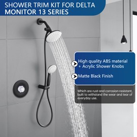 Replacement for Delta T13022 Shower Valve Trim, Shower Trim Kit for Classic 13 Series Single-Function, Compatible with Delta Monitor 13 Series Valve (Matte Black)