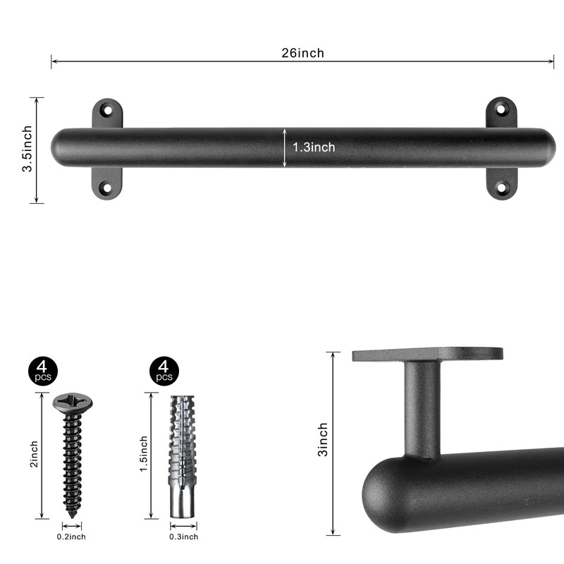 Dolibest 26 Inch Wall Mount Metal Handrail, Staircase Step Handrail,