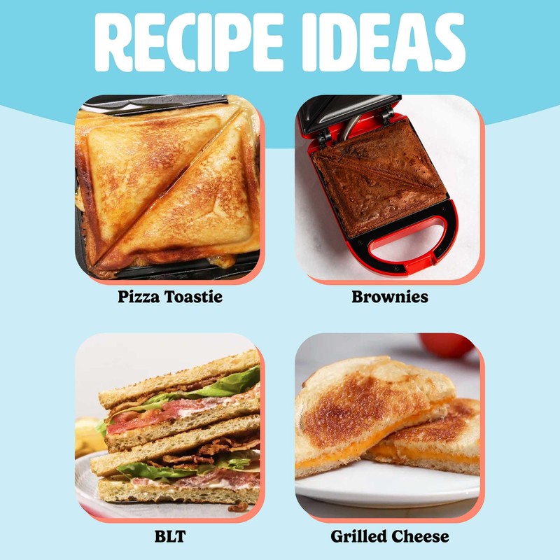 Tasty Mini Sandwich Maker, Makes Sandwiches, Paninis, Grilled Cheese, Desserts,