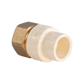 Supply Giant CSDQG034 Female x CPVC Adapter Transition Pipe Fitting Durable Over Molded One-Piece Design 1/2 in. Brass