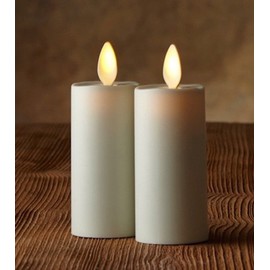 Set of 2 Flameless Votive Candles: 1.5"x 4.5"(4cm*11.4cm) Unscented Moving Wick Flame LED Battery-Operated ABS Plastic Votive Candles with Timer and Remote,Ivory