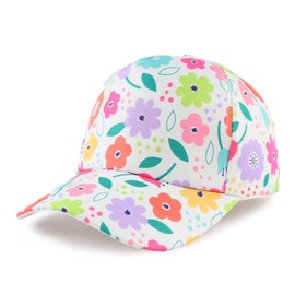 MniJiza Toddler Girls Baseball Cap Girls Ponytail Hat Kids Summer Trucker Hats Sun Protection Snapback Caps (2-5Y, Colorful Flower)