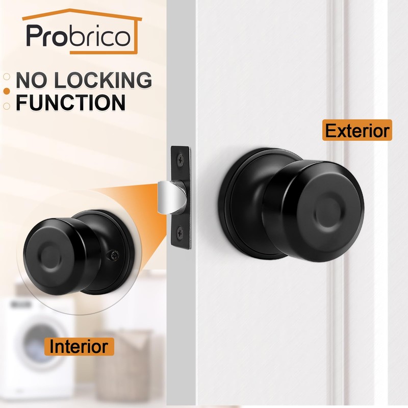 Probrico Black Passage Door Knobs Closet Hallway Door Knobs No