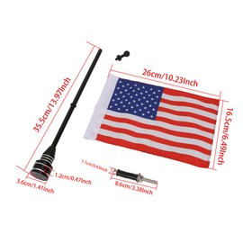 MASION 6 x 10 Motorcycle Red American Flag and Flagpole Mounts for Harley Yamaha Honda Goldwing CB VTX CBR Black Stainless Steel Flagpole fit 1/2 Luggage Rack
