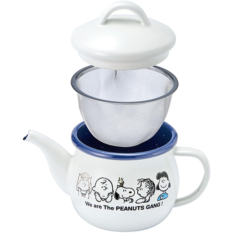 Enameled Peanuts Enamel Teapot (with Strainer) White Size: Approx. W