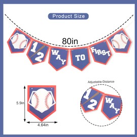 Baseball 1/2 Way to First Banner - Sport Theme Half Years Birthday Decor for Boy, Baseball Half Way to One Baby Shower, Photo Booth Prop & Party Supplies