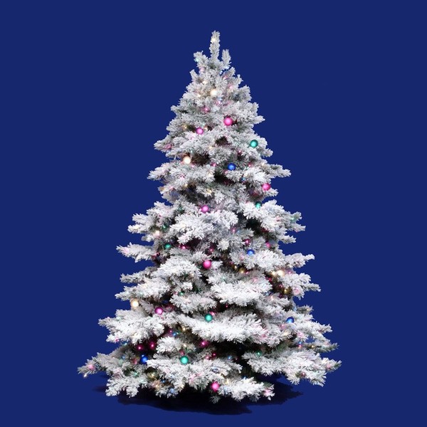 Vickerman Flocked Alaskan Tree with Dura-Lit 100 Clear Lights, 36-Inch