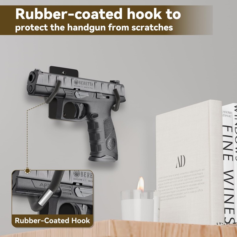 Pistol Wall Mount Rack - Adjustable Handgun Display Holder Fits
