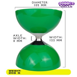 Juggle Dream Carousel Diabolo Juggling Set - Triple Ball Bearing Axle - with Aluminium Rods and Online Learning Video - Juggling (Green)