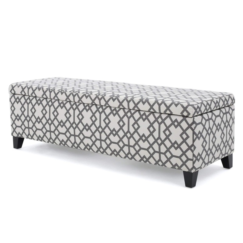 Christopher Knight Home Cleo Fabric Storage Ottoman, Grey Geometric Patterned