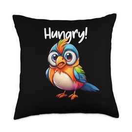 Hungry Bird Feeder for Bird Lovers Wild Life Nature Throw Pillow