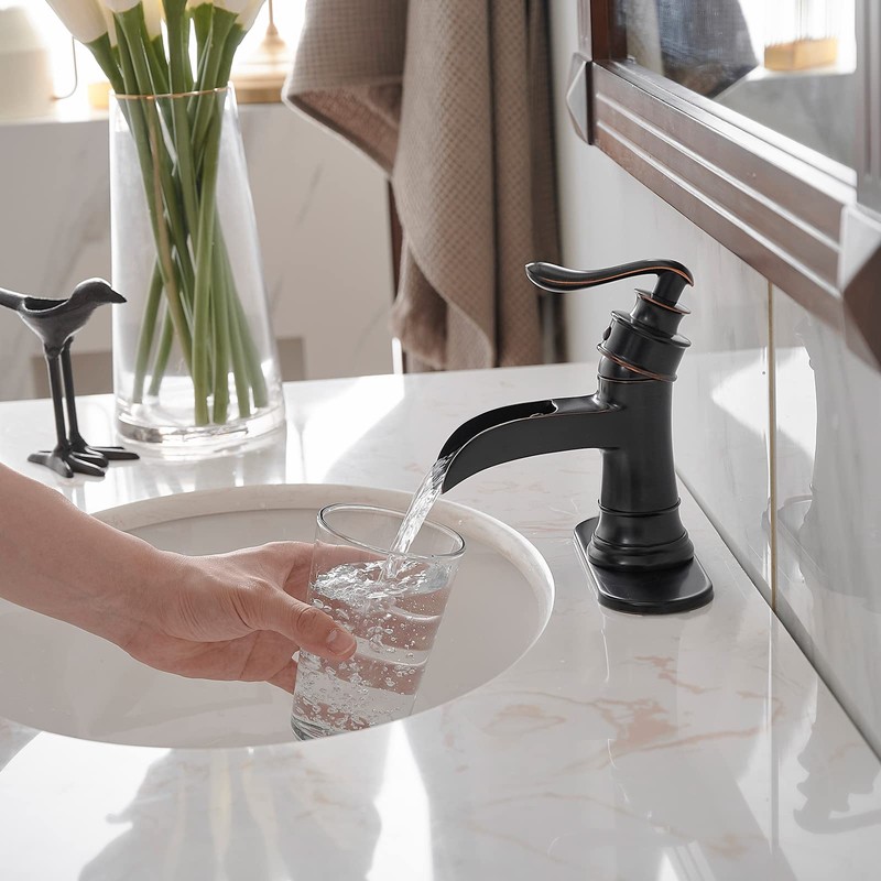 BWE Oil Rubbed Bronze Bathroom Sink Faucet with 1.2 GPM