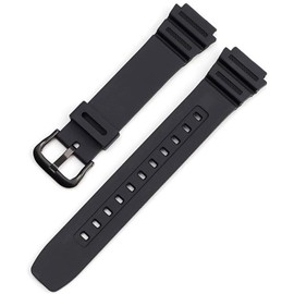 Natural Resin Replacement Watch Band Compatible with Casio W218H W-219H AE1200WH AE-1300WH W800H SGW-300H F-108WH Waterproof Rubber strap (Black)