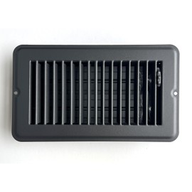 Kompell Aire Heavy Duty Steel Floor Vent with Beautiful Black Matte Finish. Fits in 4 x 8 Duct Opening. Overall Dimension is 5.75 in Wide x 9.75 in Long.
