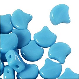 20 Grams GINKO Beads. 70-75 Beads. Huge Assortment of Colors and FINISHES. 7.5mm Two Hole Beads, Holes Run Side to Side. Quality Czech Glass Beads (Turquoise Blue)