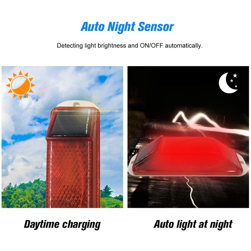 RISOON Solar Strobe Warning Light: Sensitive LED Warning Lamp High