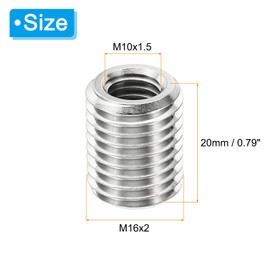 PATIKIL Thread Adapters Sleeve Reducing Nut, 6 Pcs M16x2 Male to M10x1.5 Female Repairing Insert Nut Screw Reducer Stainless Steel Fastener 20mm