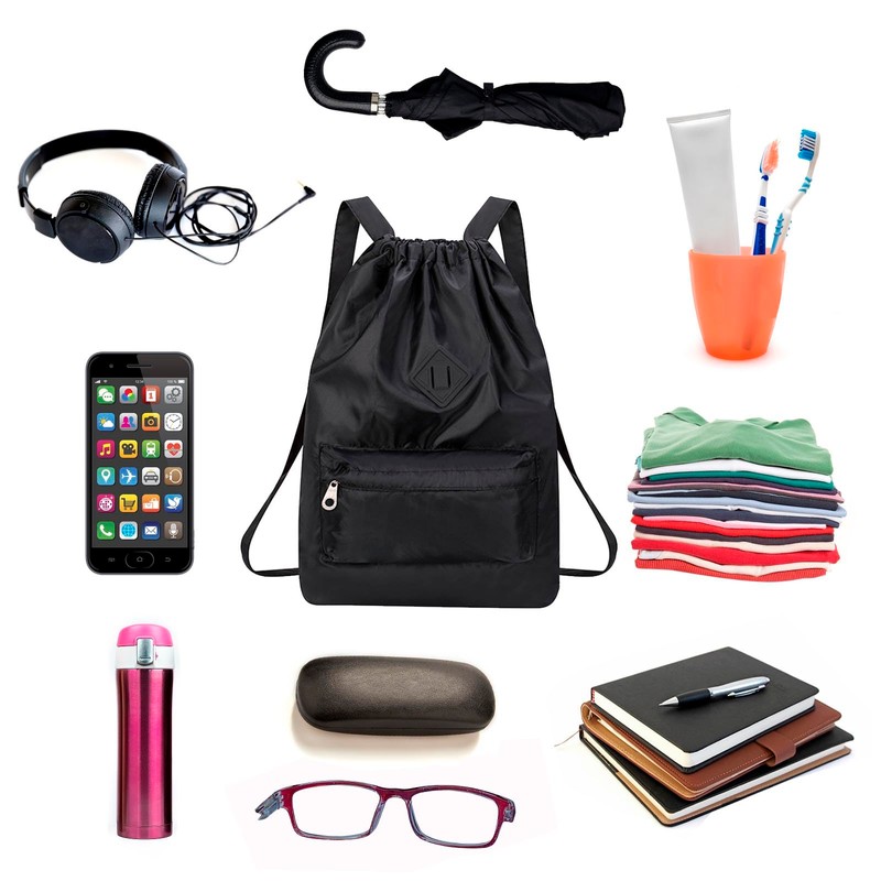 AWAVM Drawstring Waterproof Bag,Drawstring Backpack Sports Gym Bag with Shoes