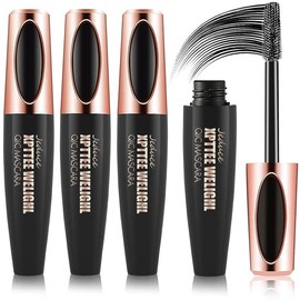 4D Silk Fiber Lash Mascara Extension - 4 Pack Voluminous, Waterproof & Smudge-Proof, Long-Lasting No Flaking, Natural No Clumping, All Day Exquisitely Full Makeup Cosmetic - Pattern Na: 3 Packs